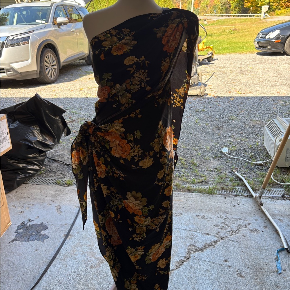 Floral Black and Orange Women's Dress